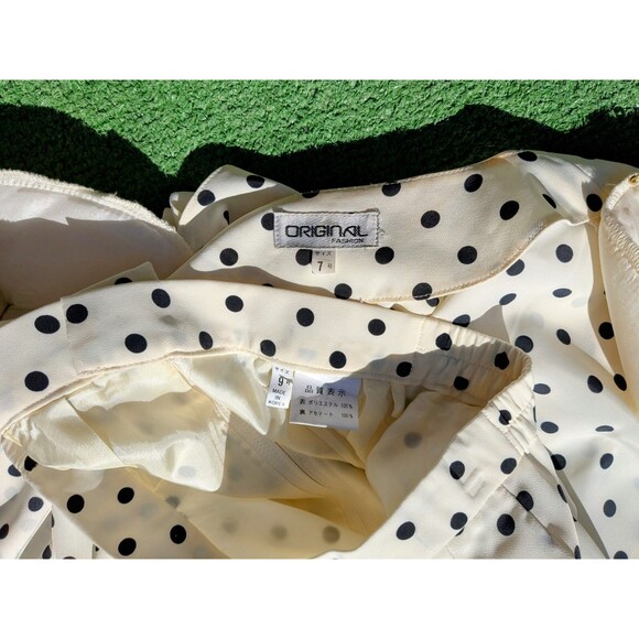 1980's Vintage Original Fashion Sz 7 Retro Polka Dot 2-Pc Blouse & Skirt Set GUC - Picture 7 of 8